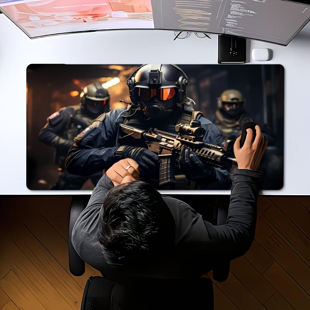 XXL Ghost Soldier Tactical Pattern Gaming Mouse Pad Non Slip Desk Mat For PC Laptop Keyboard Military Themed Office Surface