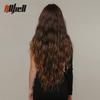 Ombre Темно-коричневые вьющиеся парики с челкой для чернокожих женщин Длинные волнистые синтетические волосы для косплея Парик Термостойкое волокно Афро-повседневный парик