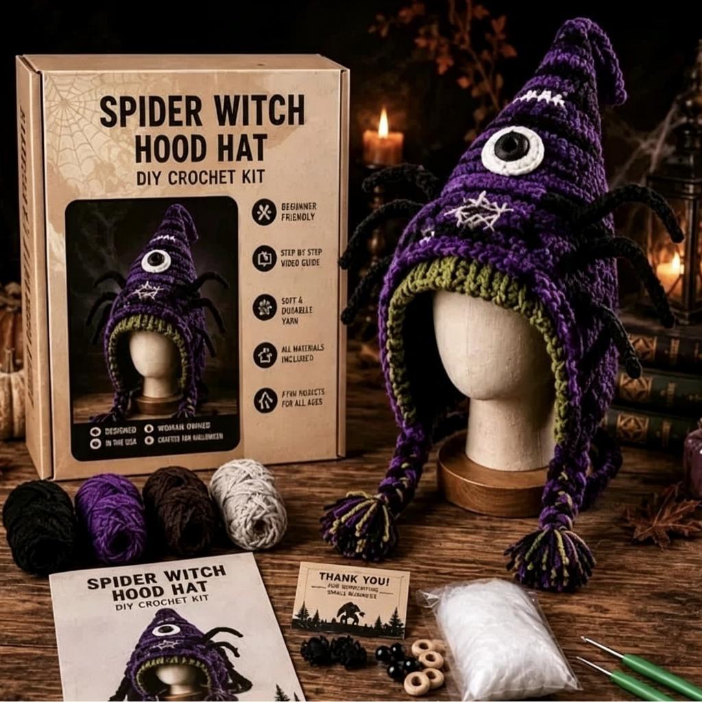 DIY Animal Hooded Hat Crochet Kit - Handmade Winter Balaclava Beanie Knitting Set with Yarn & Tools for Beginners