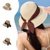 New Spring and Summer Women's Fresh Straw Weaving Beach Vacation Simple Sunshade Fashion Sweet Bow Straw Hat Fisherman's Hat