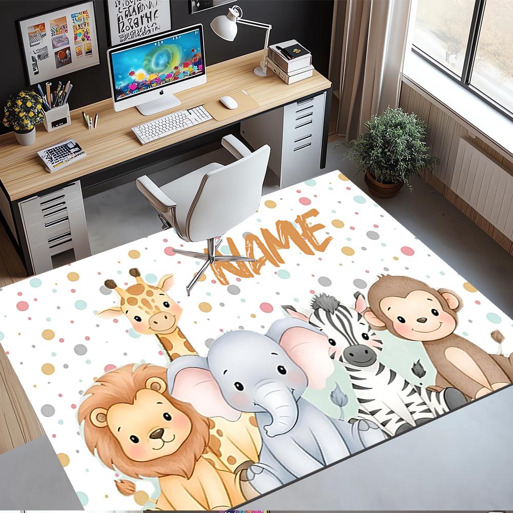 Custom Name Animals Printed Carpet,Rug for Office Chair Living Room Bedroom Kitchen Room Decor Gifts.