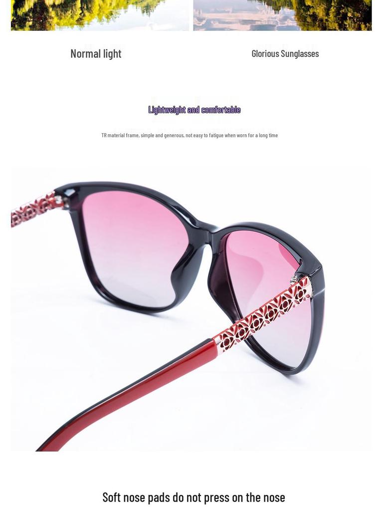 Cat-Eye TR Memory Frame Polarized Women's Sunglasses