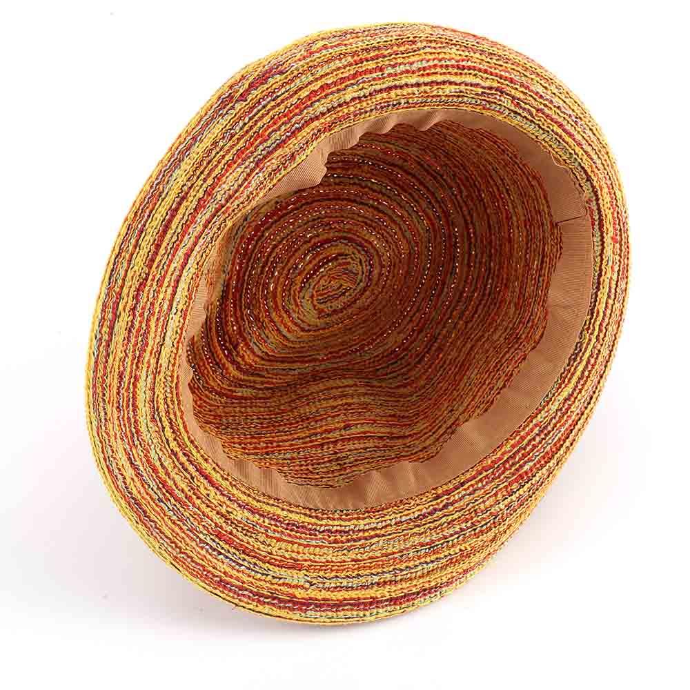 Cute Lady Colorful Women Panama Summer Sun Beach Striped Foldable Straw Hat