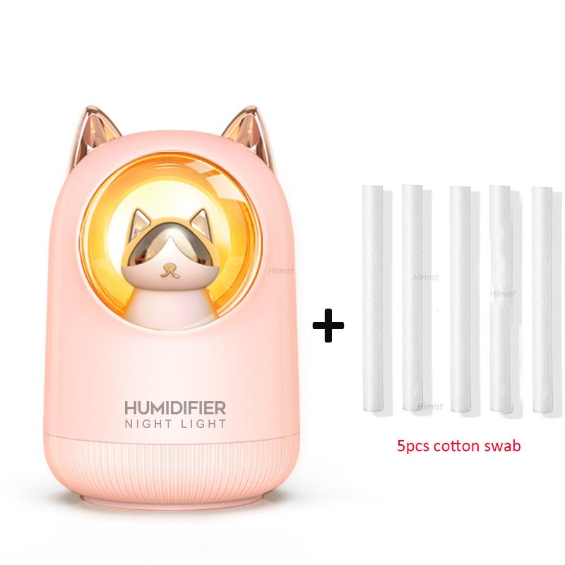 USB-увлажнитель воздуха Lovely Kitty, портативный автомобильный диффузор для ароматерапии, фоггер с романтическим ночником, увлажнитель воздуха 300 мл, диффузор