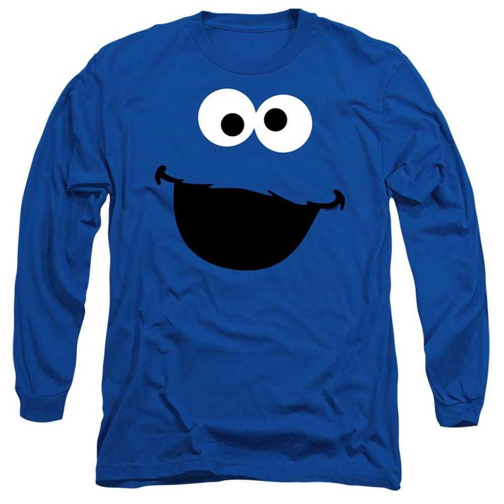 Sesame Street Unisex Adult Cookie Monster Face Long-Sleeved T-Shirt