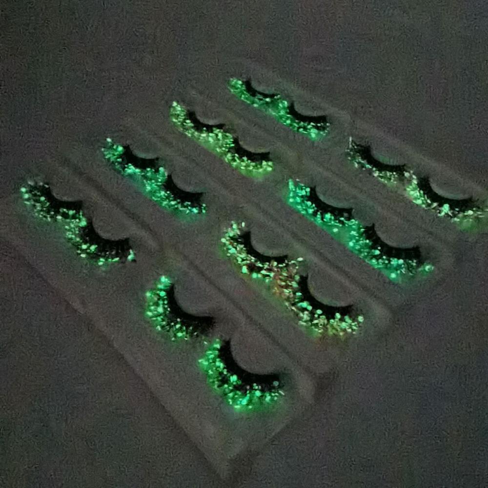 Sequins Eye Lashes Fluffy Dramatic Eyelashes Luminous 25mm False Eyelashes 3D Mink Lashes