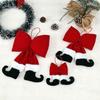 Wine Red Christmas Tree Bowknot Rhinestone Bowknot Hanging Ornament  Xmas Decor