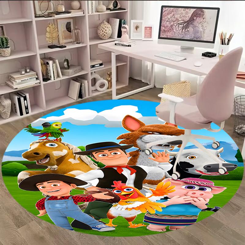 1pc La Granja de Zenon Print Round Carpet Chair Round Carpet Suitable for Bedroom Living Room Home Decorative Carpet