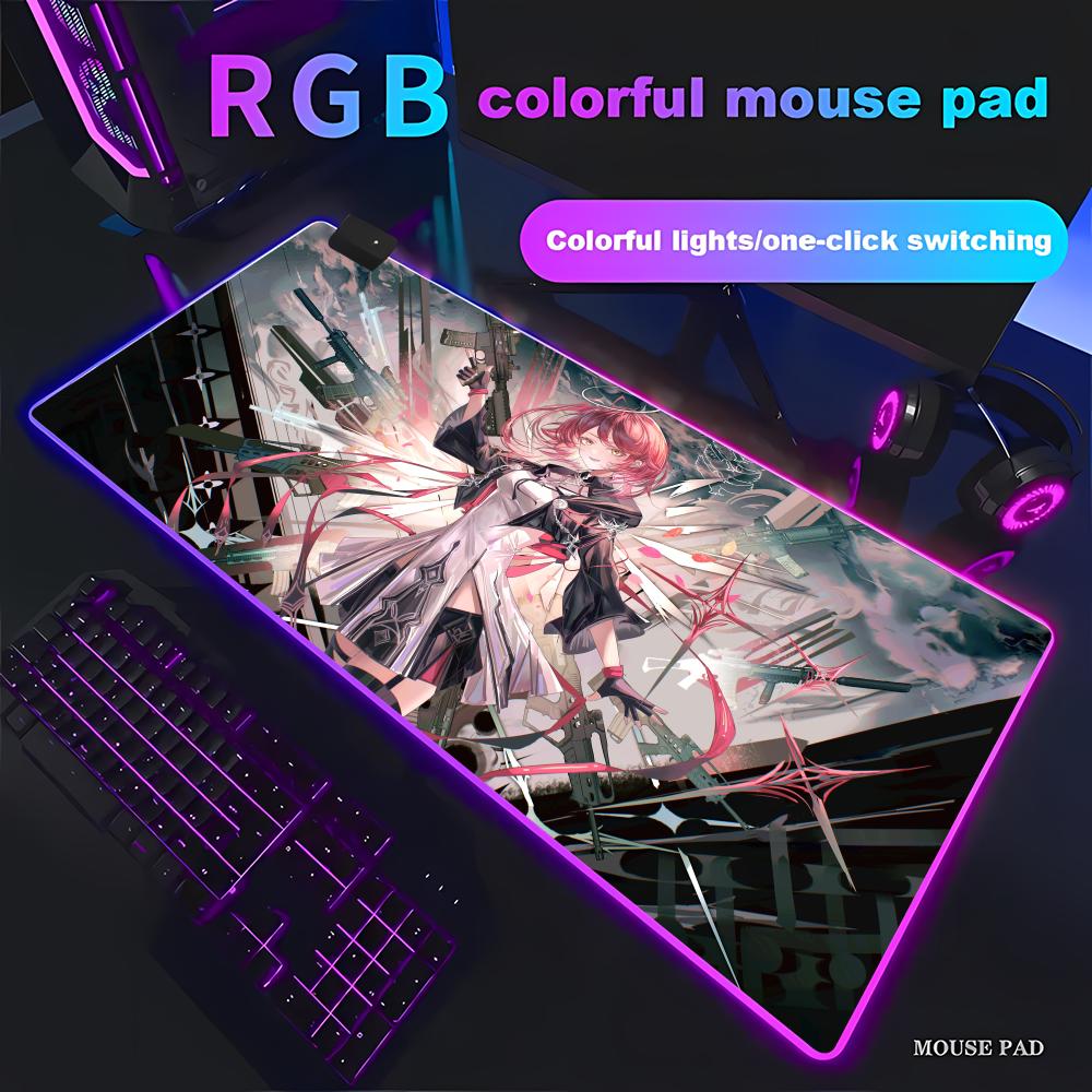 Arknights Gabinete Коврик для мыши RGB Игровой коврик для мыши HD Игровой Большой светодиодная подсветка XXL Коврики для мыши ПК Компьютерный коврик Нескользящий