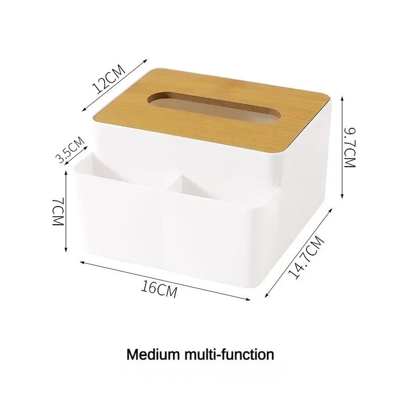 Пластиковая коробка для салфеток с деревянной крышкой, квадратный держатель для салфеток, контейнер для влажных салфеток, современный домашний чайный столик с дистанционным управлением, перегородка