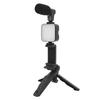 Smartphone Video Vlog Kit LED Fill Light Tripod Microphone Comtroller Noise Reduction for Phone Camera Computer