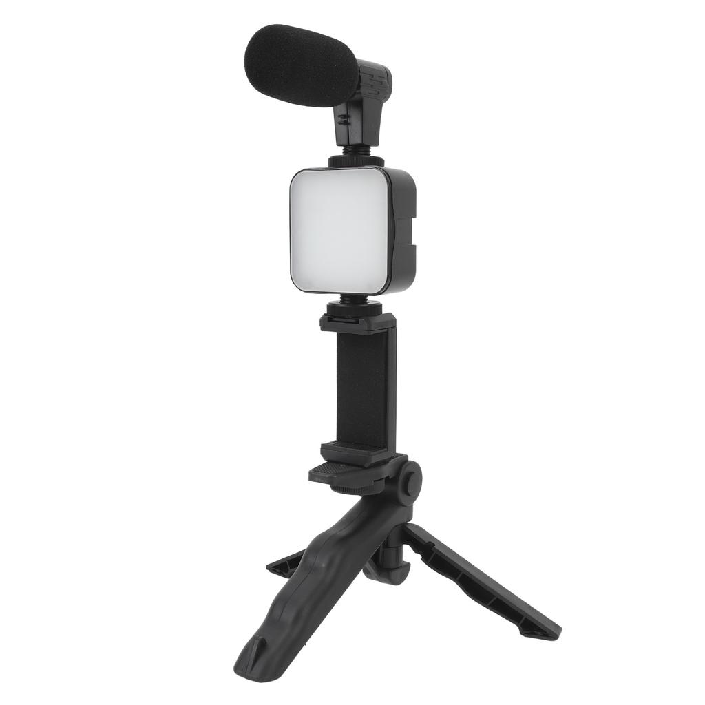 Smartphone Video Vlog Kit LED Fill Light Tripod Microphone Comtroller Noise Reduction for Phone Camera Computer
