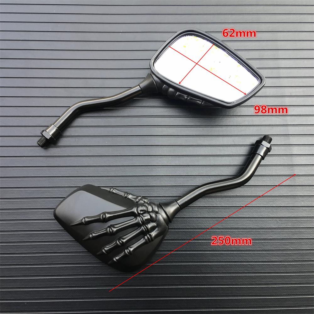 2 шт. Универсальное мотоциклетное зеркало заднего вида с винтом 8 мм/10 мм, алюминиевый сплав, скутер, скелет, череп, рука, переделка, мотоцикл