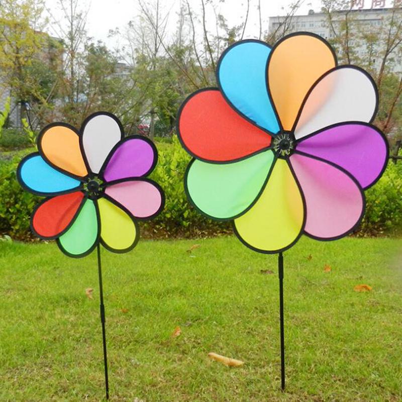 Colorful Rainbow Dazy Flower Spinner Wind Windmill Garden Yard Outdoor Decor