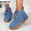 Flats Platform Women Ankle Snow Boots Fringe Shoes 2025 Trend Winter New Suede Sneakers Chelsea Boots Casual Walking Mujer Botas