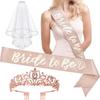 Bachelorette Party Accessories Set Rhinestone Crown Bride To Be Sash Veil Bridal Shower Decoration for Bachelorette Night Party Supplies