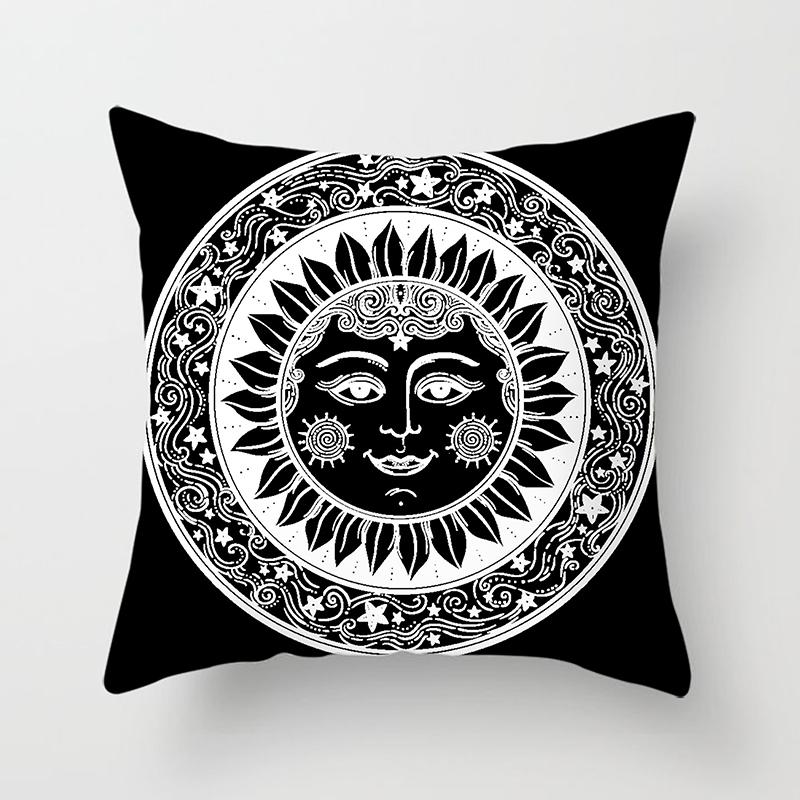 Home Bedroom Living Room Sofa Cushion Cover Decoration Sun Moon Mandala Series Pattern Printing Pillowcase
