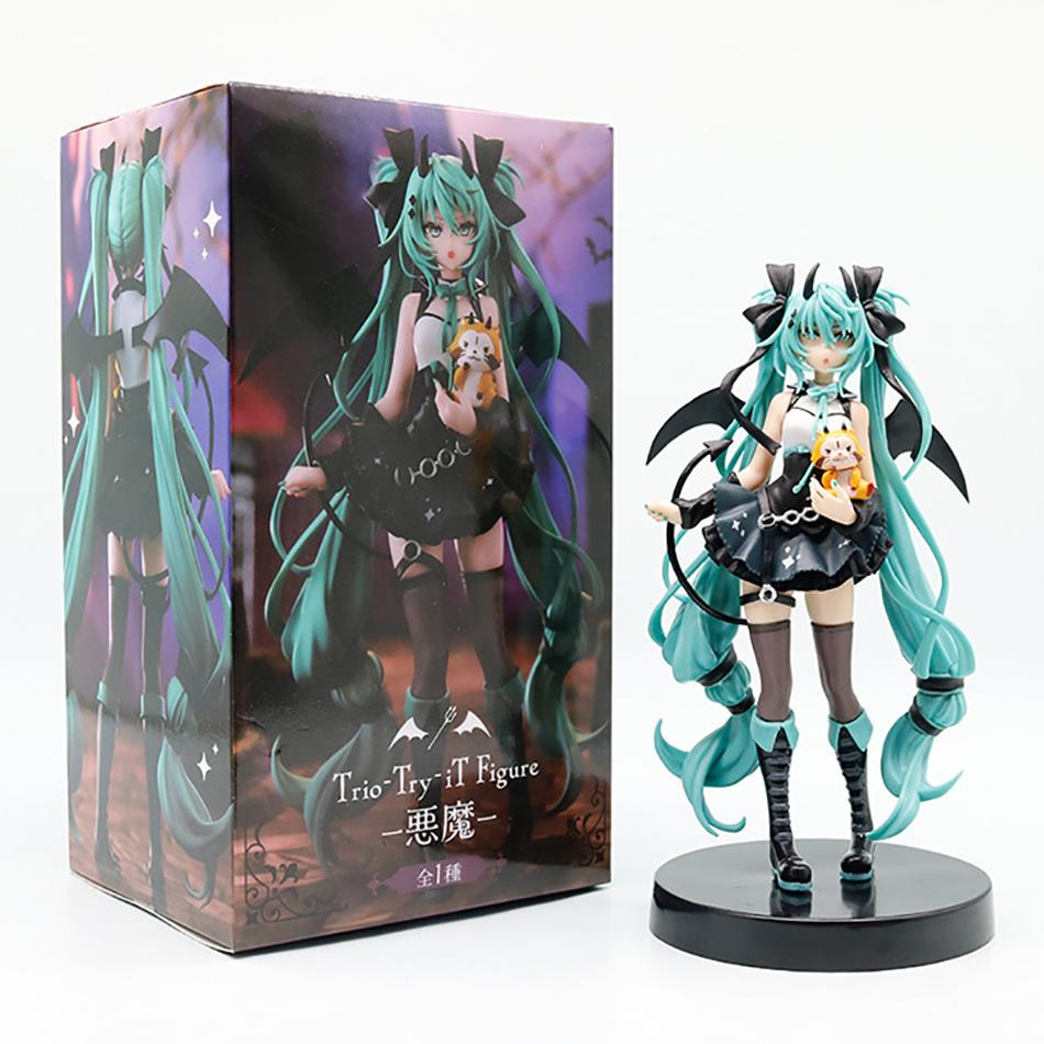 19cm Anime Little Devil Hatsune Miku Action Figure Little Raccoon Dark Angel PVC Collection Model Animation Peripheral Ornaments