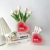 Colorful Acrylic Heart-shaped Vase Love Pen Organizer Eye-catching Acrylic Geometric Vase