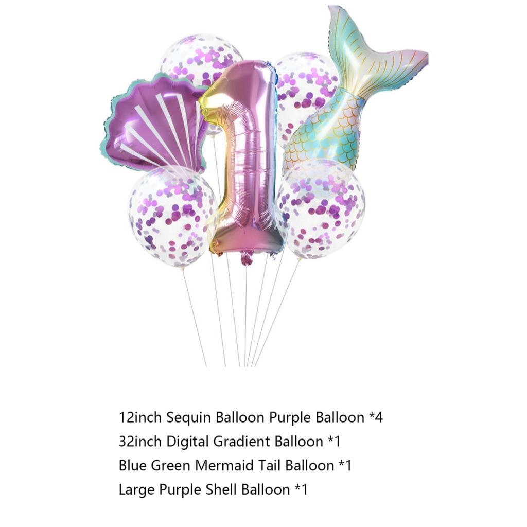 7 шт./компл. воздушные шары с номером Русалки, градиентный цветной номер, воздушный шар из фольги, детская тема Русалочки, украшения для дня рождения, детского душа, вечеринки
