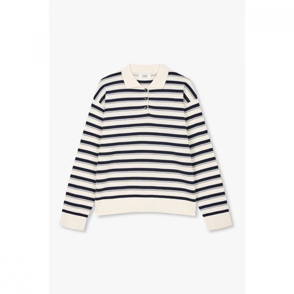 Studio Tomboy Stripe Long Sleeve Collar Knit 9176452981