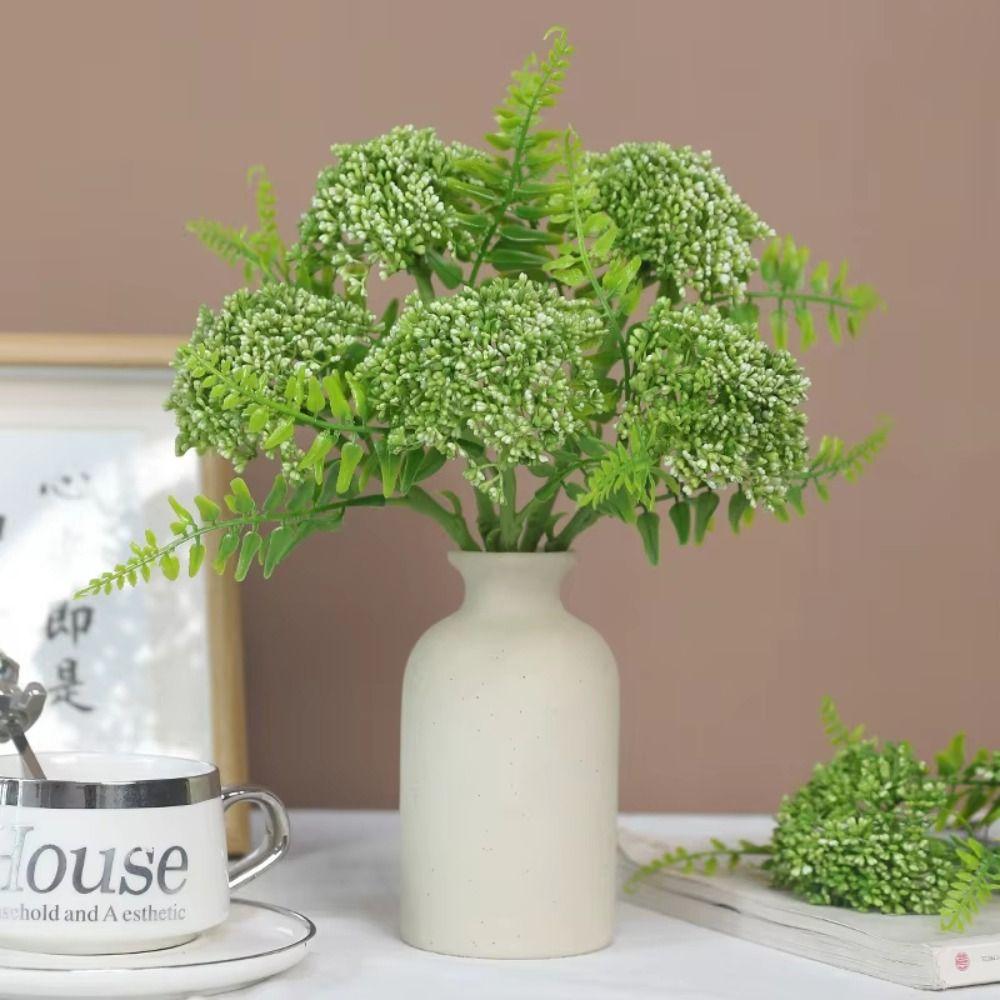 3PCS Plastic Artificial Oat Fruit Green Colorr Faux Oat Stems Green Plastic Flowers Wedding Floral