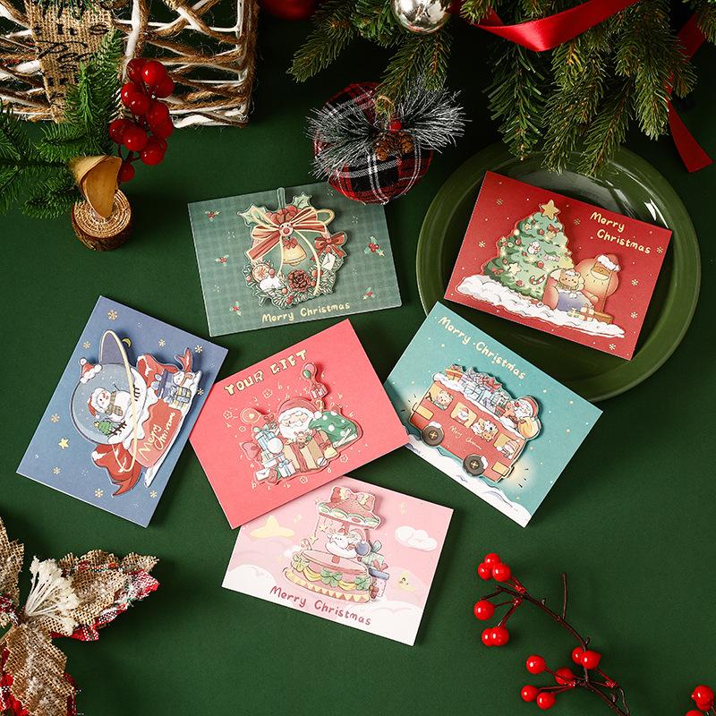 3D Christmas Greeting Cards Creative Mini Message Cards Holiday Gift Tags for Florist Bakery Classroom Exchange Party Supplies