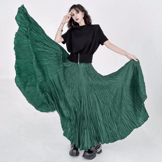 Women Maxi Skirt Elastic High Waist Super Large Pendulum Design Long Skirt Pleated Dance Skirt Party Wear