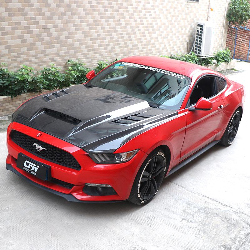 TF Вентилируемый капот из углеродного волокна для Ford Mustang 15-17: Улучшает теплоотвод в моторном отсеке
