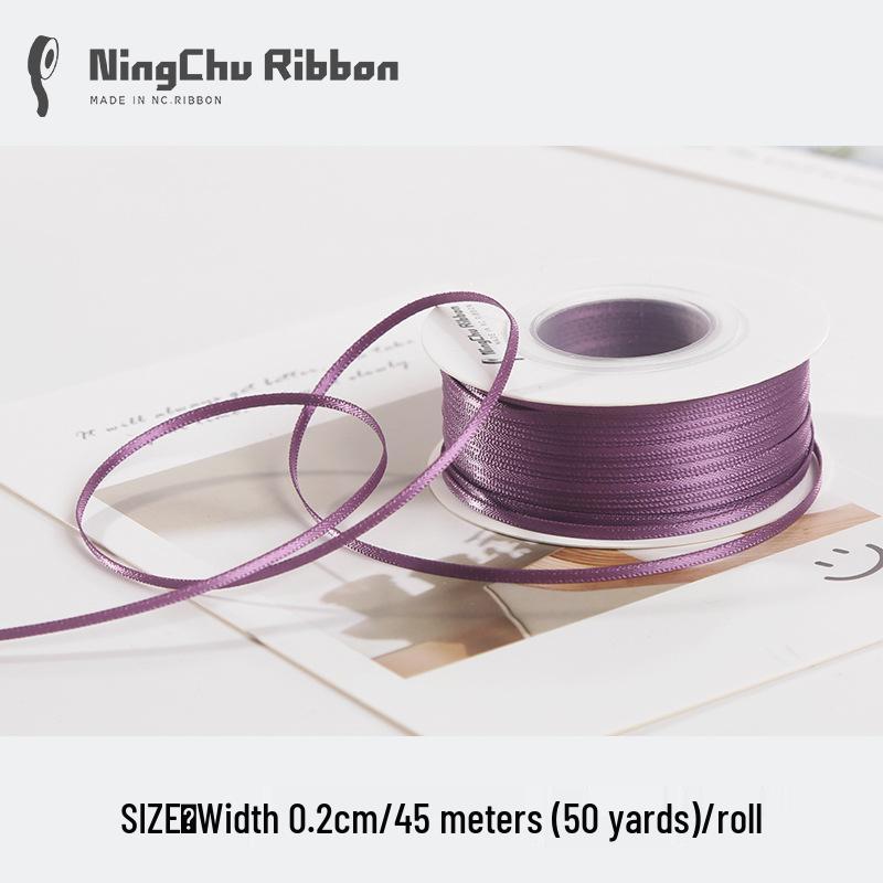 Двусторонняя атласная лента 2 мм для закладки, свадебных бантов и подарочной упаковки