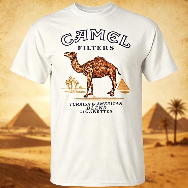 Camel Cigarette Pyramid Classic Graphics Tshirt 2026 New American Style Tough Guy Mens Fashion Streetwear Hot Selling