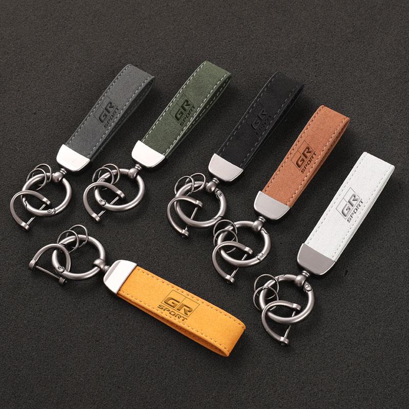 Suede Leather Car Keychain Key Rings Custom Gift 3D imprinting For Toyota GR GAZOO RACING Toyota Yaris Hilux Corolla Prius Car