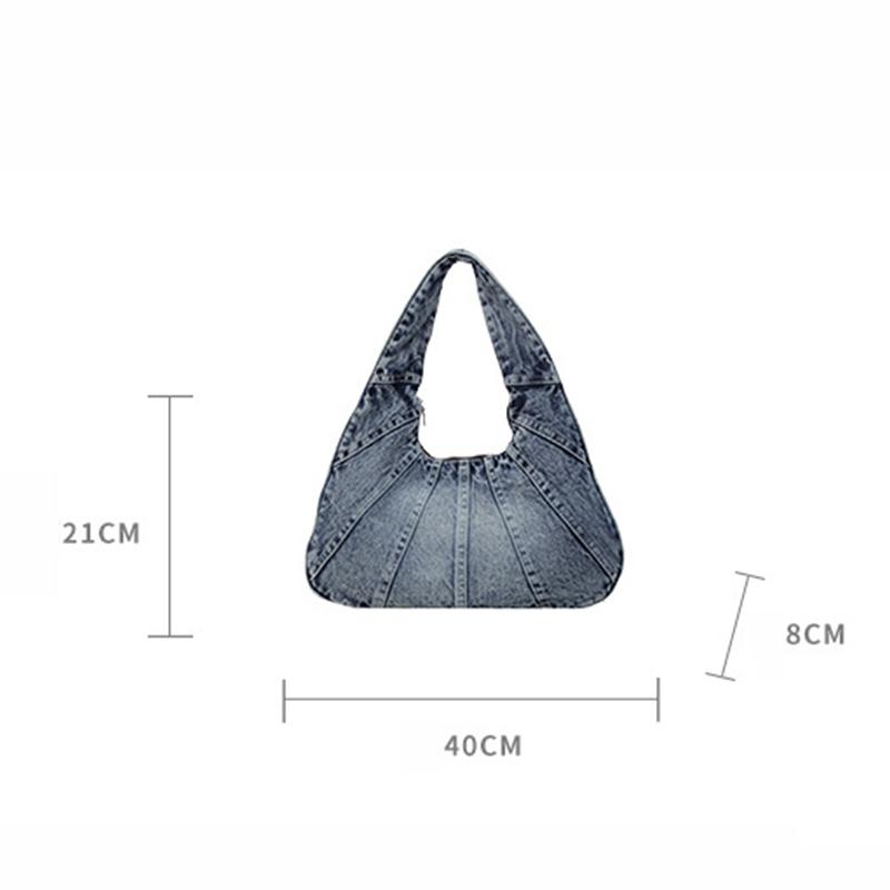 Vintage Denim Women Totes Brand Fashion Causal Shoulder Bag Large Capacity Female Shopper Hobo Armpit Bag CLE