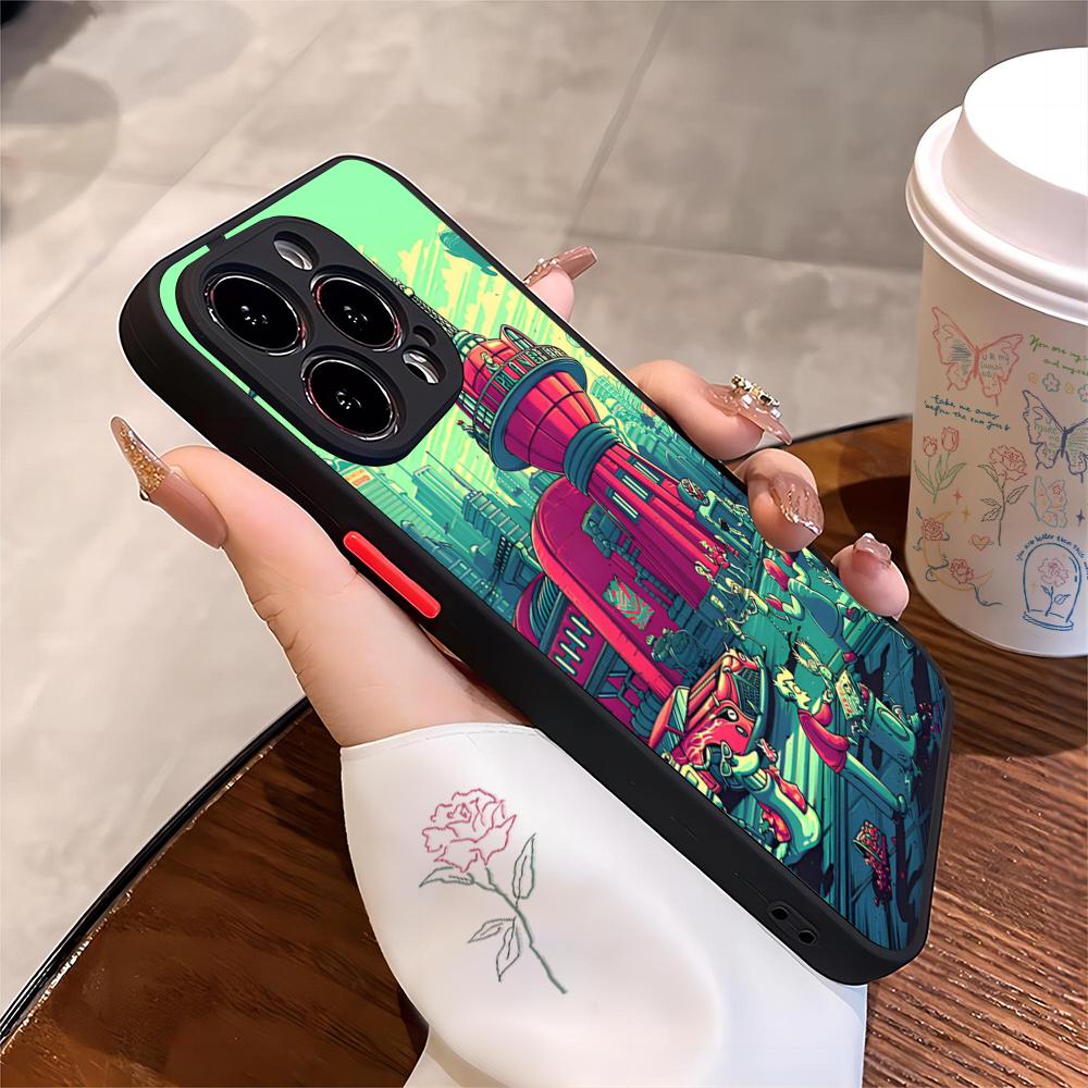 Чехол для телефона FuturamaEs Мультяшный Черный Матовый Для IPhone 16ProMax 15 13 12 11 14 Pro Max Mini Plus SE2020 XS Max XR