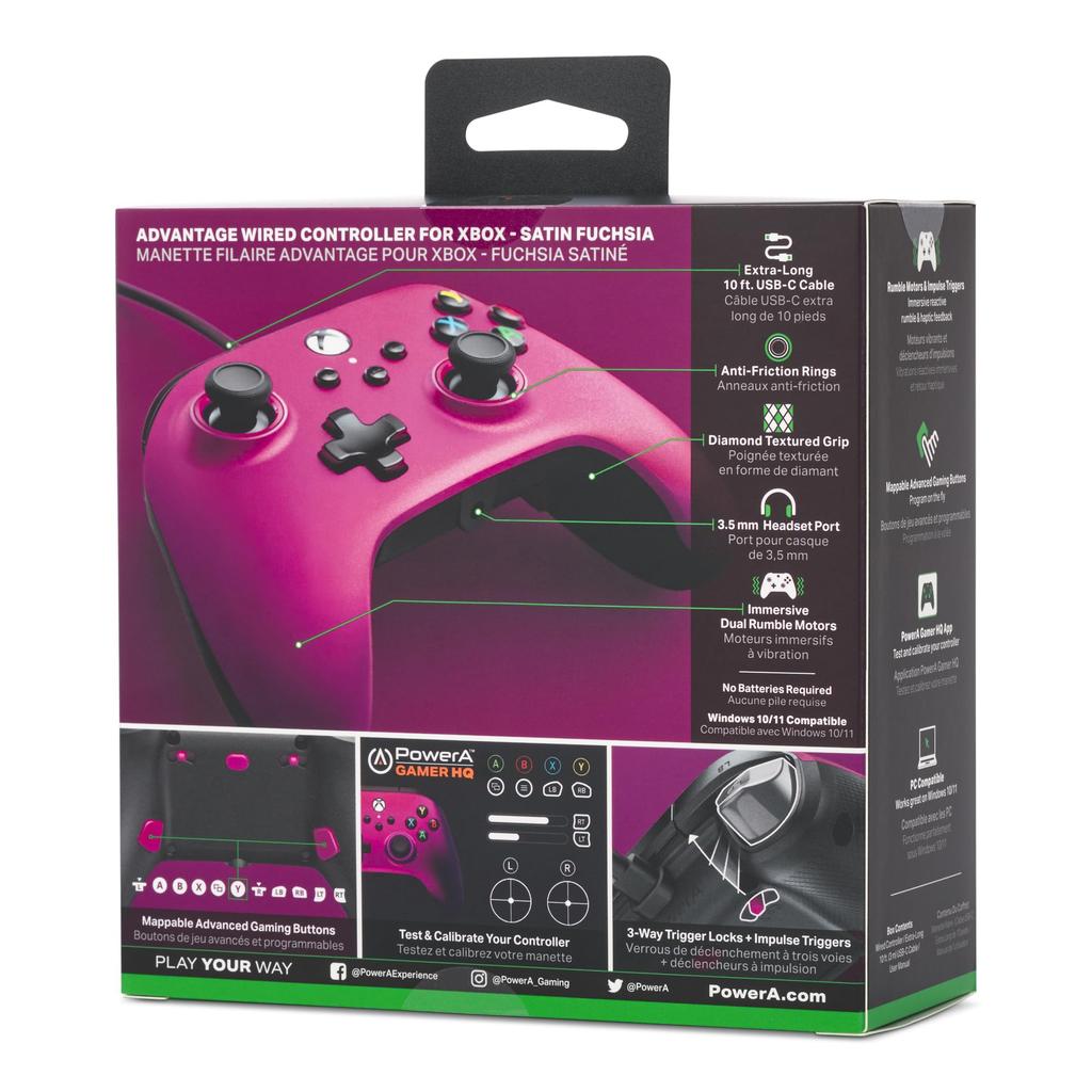 Год PowerA Advantage Проводной контроллер для Xbox Series Satin Fuchsia Функция двойной вибрации для Xbox Series PC Windows [2 Гарантия] XS - XS 10/11