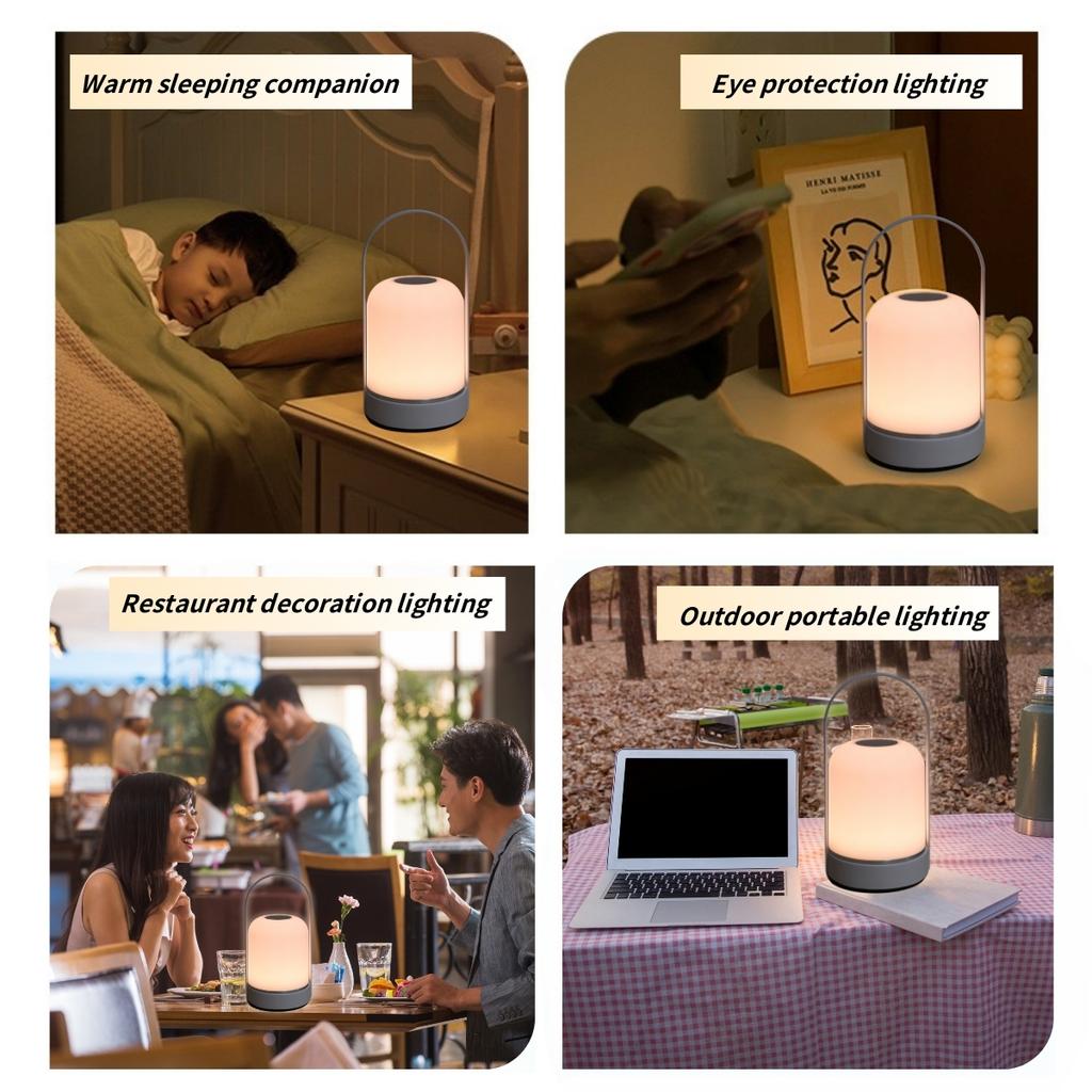 Portable USB Charging Night Light Tri Color Dimming Lamp for Restaurants Bedrooms Bars Outdoor Camping