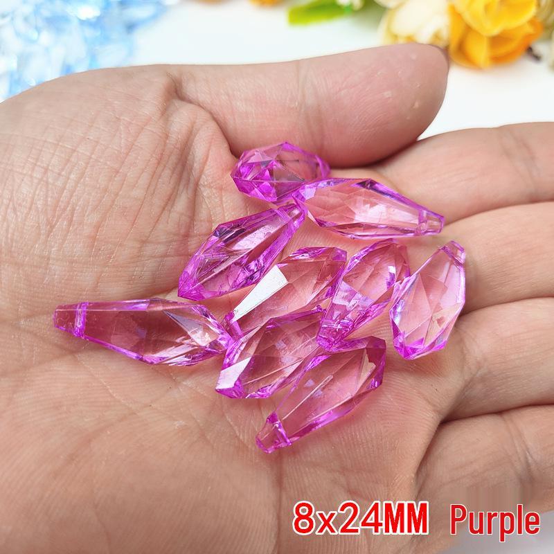 Crystal Pillar Lampshade Beaded Curtain Accessories - 8x24MM Water Drop Transparent Acrylic Loose Beads Pendants