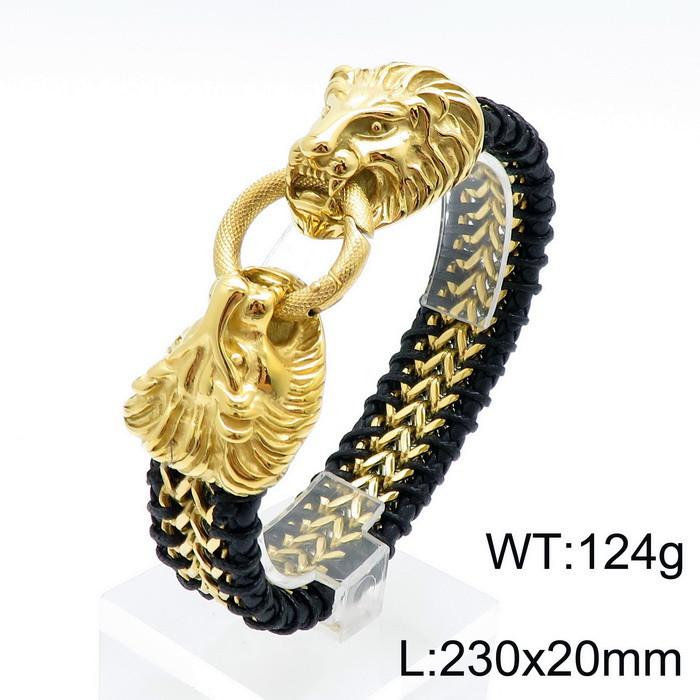 Готические мужские браслеты с изображением льва, волка, черепа, головы, кожа и черный/золотой цвет, нержавеющая сталь, мужской браслет на запястье, ювелирные изделия, аксессуары