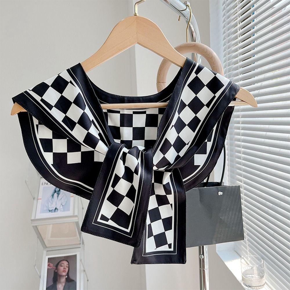 Bow Clothing Accessories Fake Collar Female Shawl Silk Scarf Printed Scarf Korean Style Scarves