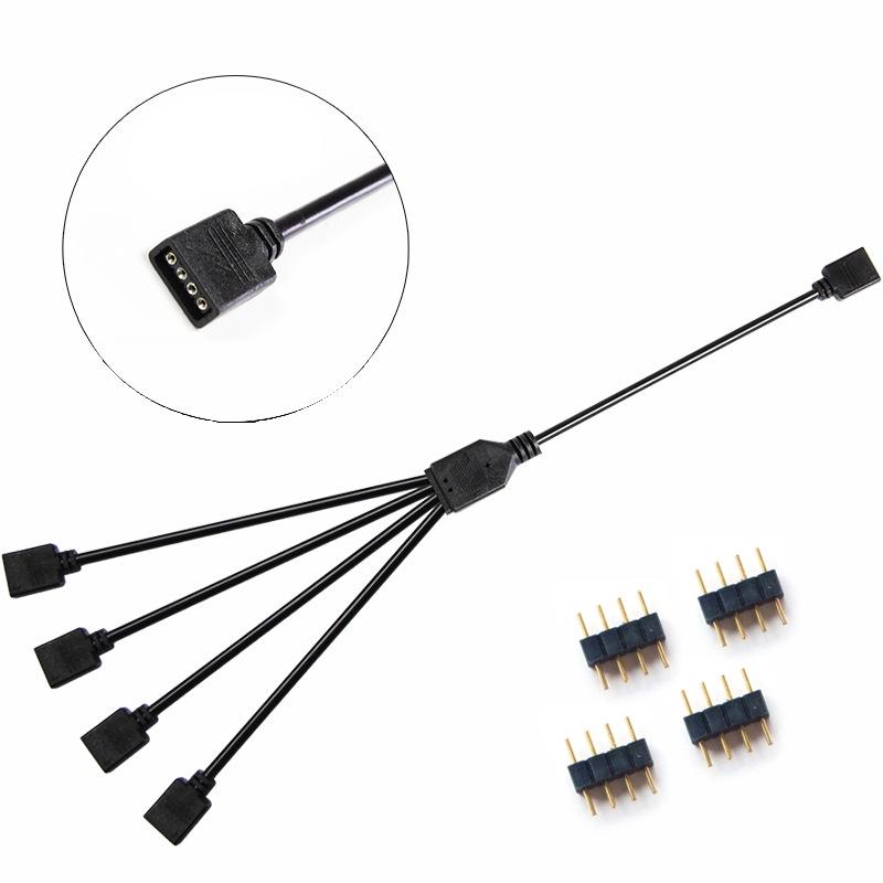 12V RGB 4-контактный к 5 удлинителям и 5V ARGB 3-контактный к 3 разветвителям для синхронизации с материнской платой компьютера