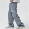 Модные прямые джинсы для мужчин, свободный покрой, широкие штанины, хип-хоп, уличный стиль, американский стиль