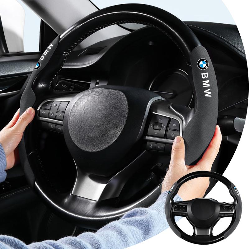 OEBX9 Car Steering Wheel Cover Suede Leather Anti-Slip For BMW X3 X5 M5 M3 E46 E90 E60 F10 E39 F30 E36 G30 E87 E70 Auto Accessories