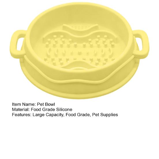 Silicone Pet Slow Feeder Bowl with Dual Handles Suction Cup Anti-Choking Slow Down Eating Food Bowl for Small Medium Large Breed