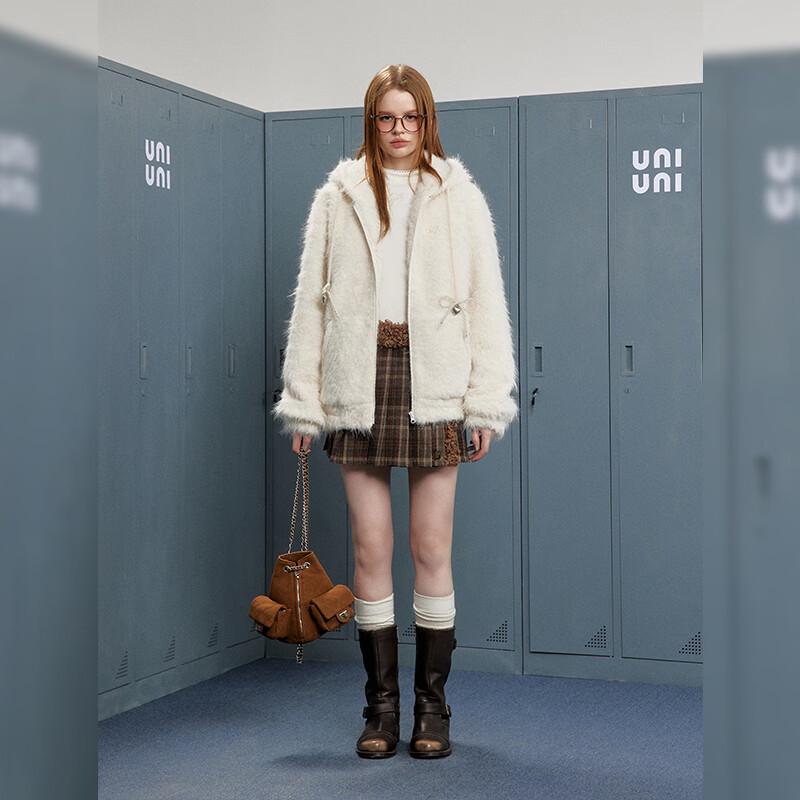 unifree Women's Fuzzy Padded Hooded Jacket