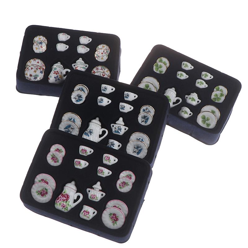 15 шт. 1:12 миниатюрных столовых приборов для кукольного домика, фарфоровые керамические чайные чашки, набор игрушек