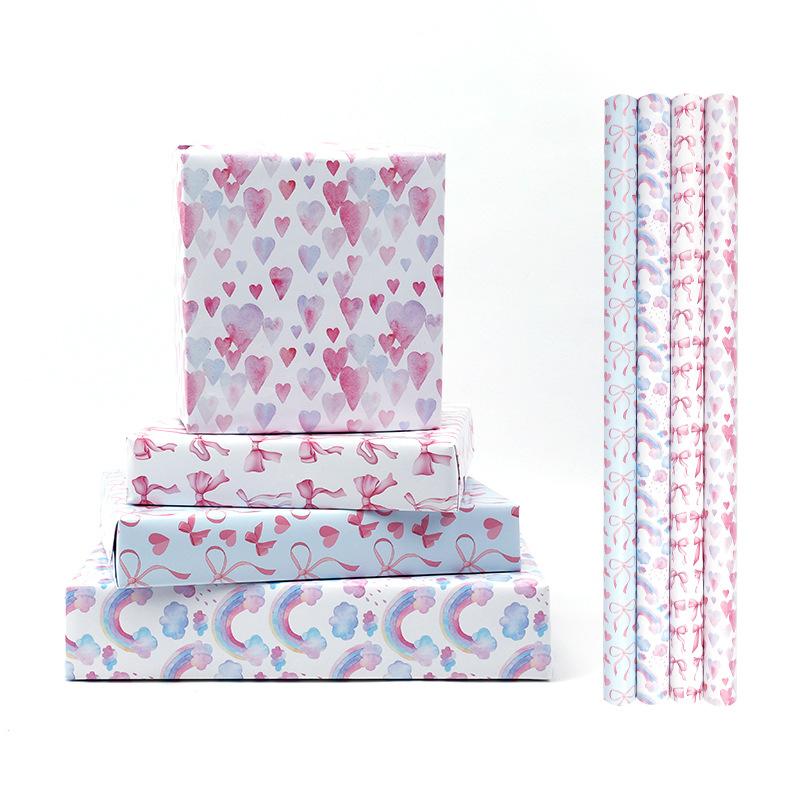 1 Piece Pink Bow Wrapping Paper, Party Holiday | Valentine's Day Gift, Wedding, Gift Wrapping Paper, Tissue Paper, Flower Paper