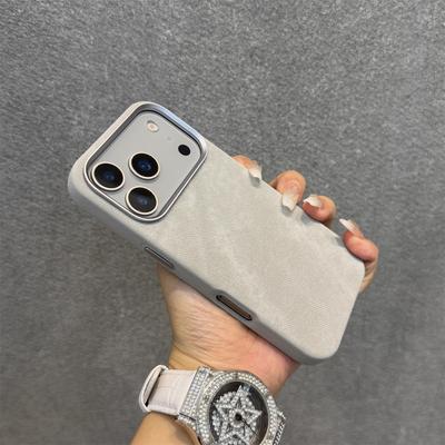 Фланелевый Роскошный Кожаный Чехол для IPhone 17 16 15 Pro Max Волокно Магнитные Магниты Беспроводная Зарядка Ударопрочный Матовый Задний Чехол Оболочка