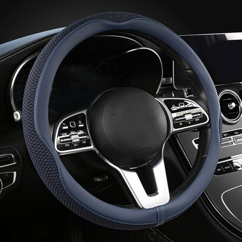 LKWLIKEI Car Steering Wheel Cover, Universal 15 Inch, The Latest Microfiber Leather Breathable Technology Fabric, Non-Slip, Comfortable, Warm In