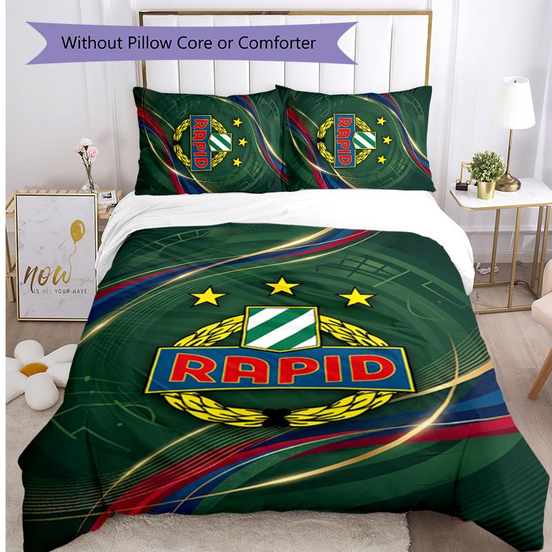 Rapid Wien FC Printed 3PCS Bedding Set Breathable Duvet Cover with Pillowcases Decorative Bed Linen for Bedroom Home