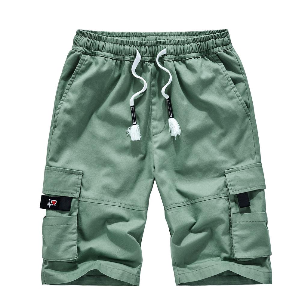 Casual Men's Fashion Drawstring Pocket Sports Pants Cotton Five-point Shorts Overalls Shorts